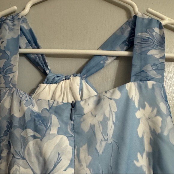 Fehaute Blue Floral Chiffon Halter Sleeveless Midi Dress Size 8 - Picture 7 of 12